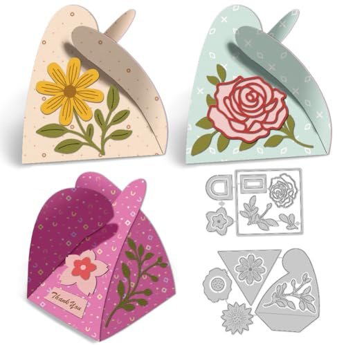 DELORIGIN 3D Matrices de découpe pour boîtes triangulaires, cartes cadeaux de Noël, découpes en acier au carbone, gabarits de gaufrage pour cartes, modèles pour scrapbooking DIY et décoration