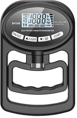 Dragprovningsmaskin, Kraftmätare, Grip Strength Tester 265lbs/120Kg Digital Handdynamometer USB LCD-skärm För Kraftträning Sport(Black)
