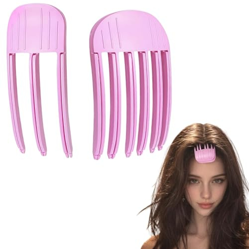 Clip del Volume Della Radice,2pezzi Strumento per Modellare Frangia Alta Volume dei Capelli Ricci, Clip volume per Radici Solleva le Radici con Effetto Naturale Per Capelli Ricci/Lisci(Rosa)