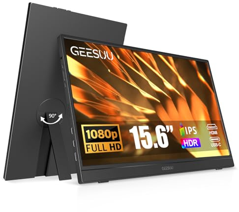 GEESUU Monitor Portatil 15,6 Pulgadas FHD IPS Pantalla Portátil con Soporte