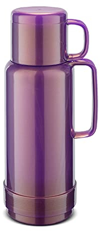 ROTPUNKT Isolierflasche 1 Liter mit integriertem Becher - Hochwertige Isolierkanne Made in Germany I Bis zu 24 h heiß & 36 h kalt (Andreas 80, Shiny Amethyst)
