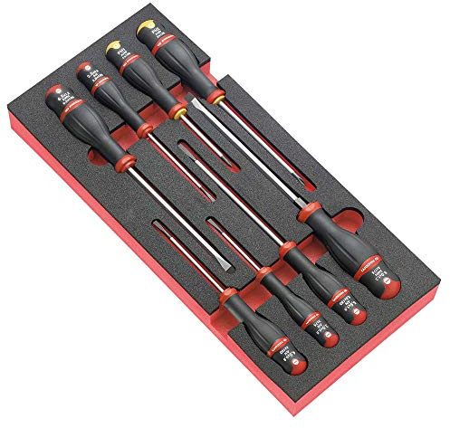 FACOM - Module Mousse de 9 Tournevis PROTWIST - MODM.AT4 - Mousse Haute Densité Bicolore - Visualisation Immédiate des Outils Manquants - Résistance aux Produits Corrosifs - Retenue Optimisée