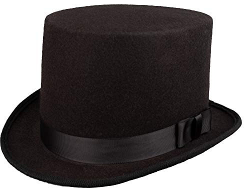 Plitsch Platsch Zylinder Hut für Erwachsene, Byron, Zylinder, Kopfbedeckung, Accessoire, Motto Party, Karneval, Zirkus, Geburtstag, Zauberer (schwarz (matt), 59 cm)