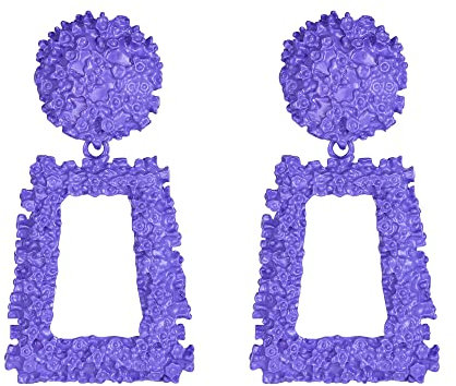 EVER FAITH Pendientes Mujer Metal Geométricos Rectangulares Grandes para Regalo Violeta