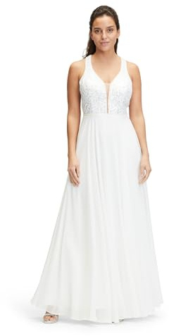 Vera Mont Damen Abendkleid mit Pailletten 34, Rohweiß