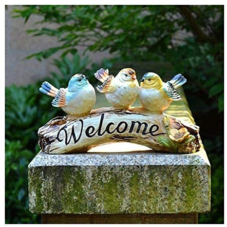Statue de Jardin Exterieur Moderne Ornements de Jardin Décoration de Jardin extérieur Cour extérieure Villa Résine Trois Oiseaux Ornements de Bienvenue Statues de Jardin Carte de Paysage