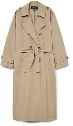 VERO MODA Vmchloe - Gabardina larga para mujer, Silver Mink, M
