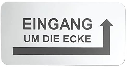 Hinweisschild Eingang um die Ecke Pfeil Links Rechts Selbstklebend 4 Größen Silber (150x75 Eingang Rechts)