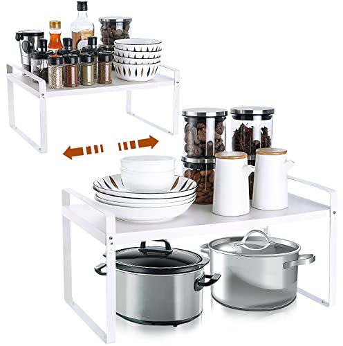 FAOKZE Porta piatti e porta stoviglie allungabile, mensole cucina salvaspazio, cucina organizer, scaffale cucina salvaspazio, Organizer Cucina in Metallo, per Cucina Organizer,Bagno(60*28*26cm Bianco)