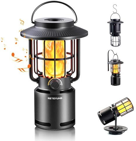 RETEYUNG Altoparlante Bluetooth da esterno con luce di fiamma, impermeabile IP65, 3 modalità di illuminazione, torcia da esterno, altoparlante wireless per patio, giardino, regali per uomini e donne