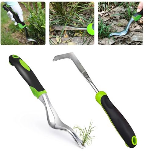 Fugenkratzer Unkraut Entferner Gerät Unkrautstecher Unkrautvernichter Pflasterfugen Fiskars Stecher Gartenhelfer Ausstecher Unkrautjäter Gartenwerkzeug Set mit Stiel, 1+1