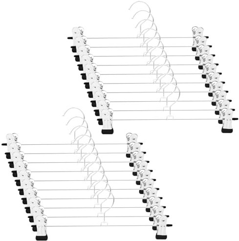 Fousenuk Hosenbügel Klemmbügel, 20 Stück Kleiderbügel Hosen 30cm, Metall Rockbügel, Hosenkleiderbuegel Haken, Rock für Hose mit Klammern Röcke Mehrfach Hosenkleiderbügel Platzsparend Clips Gummiert