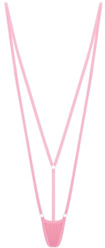 RUNQHUI Micro String Ficelle Sexy Femme Bikini Maillot de Bain Thong G-String Rose Taille Unique