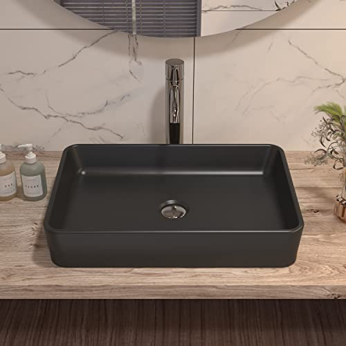 Bathroom Sink, DeerValley Countertop Basin Rectangular Ceramic Vessel Sink, Wash Basin for Bathroom Cloakroom - 50.5 x 34 x 11cm