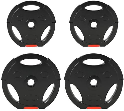 SPORTNOW Weight Plates Set, Barbell Plates Disc with 1 Holes, for Home Gym, Weight Lifting Strength Training, 2 x 10kg, 2 x 5kg, Black