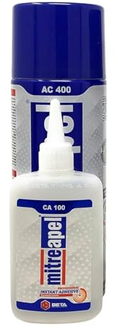 Mitreapel Superka-lim 100 gr med spraylimaktiverator 400 ml – cyanoakrylatlim för pyssel och byggande, 1 förpackning