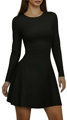 Vestito Donna Elegante Corto Invernale Mini Abito Sexy Manica Lunga A227-L