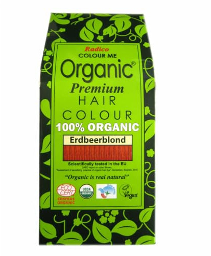 Radico Colour Me Organic - Colore per capelli vegetali, 100% vegetale, vegano, senza ammoniaca e perossido, ecocert & USDA Organic, colorazione naturale per capelli (biondo fragola)