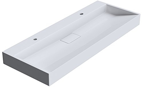 Durovin Bathrooms Luxurious Cast Stone Resin Bathroom Basin - Wall Hung Or Countertop Basin Sink Two Tap Hole - Concealed Waste - 1200 x 460mm (WXD)