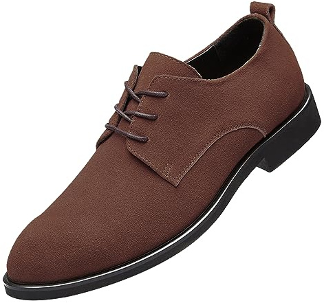 rismart Hombre Ante Oxford Semi Casual Zapatos de Cordones para Boda Trabajo Negocios(Bronceado,43 EU)