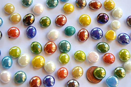 Bazare Masud eK Bazare Masud eK 70g Mini-Glasnuggets 10-12 mm Muggelsteine ca. 50 Stück Glassteine Dekosteine bunt blickdicht schillernd