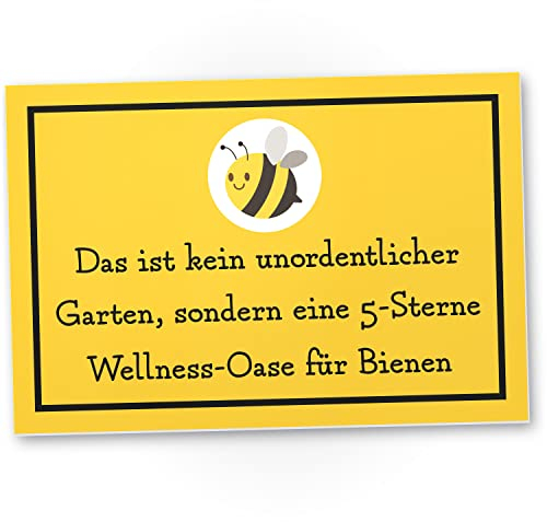 DankeDir! Wellness Oase Bienen - Schild 30 x 20 cm - Garten Geschenk Geschenkidee Deko Mama & Papa Gartenschild - lustiger Spruch Freunde Türschild Geburtstagsgeschenk