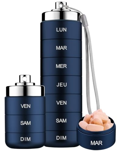 Mossime Metal Pill Organizer, Stackable Waterproof Weekly Travel Pill Box
