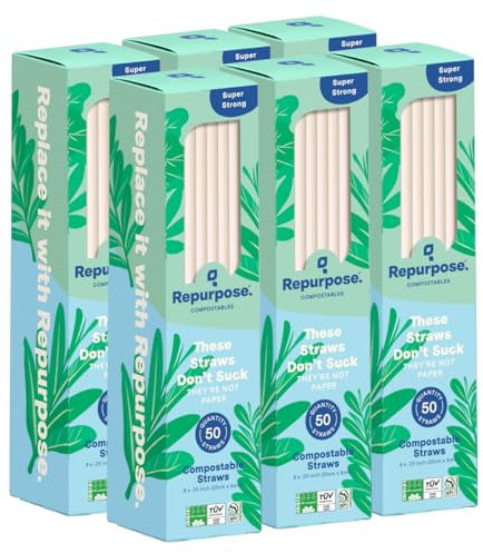 Repurpose Compostables PHA Straws, 300 Count, BPA Free, No PFAS Added, Recyclable Packaging