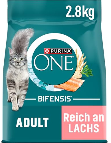PURINA ONE BIFENSIS Adult Katzenfutter trocken, reich an Lachs, 4er Pack (4 x 2,8kg)