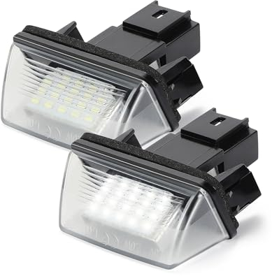 Akozon Number Plate Lights, 12V 6500K Waterproof LED License Plate Lamp, 18 Beads Super Bright White Rear Number Plate Bulb Taillight Right & Left for C3 C4 C5 206 5008 Partner