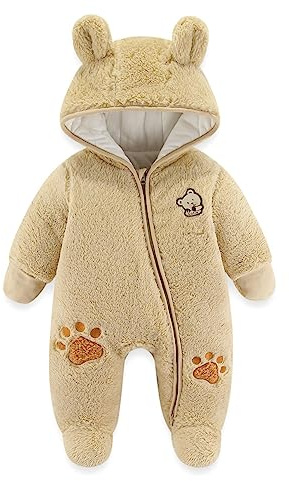 Baby vinteroverall vinteroverall med huva fleece sparkbyxor flickor pojkar varm outfit storlek 0–12 månader