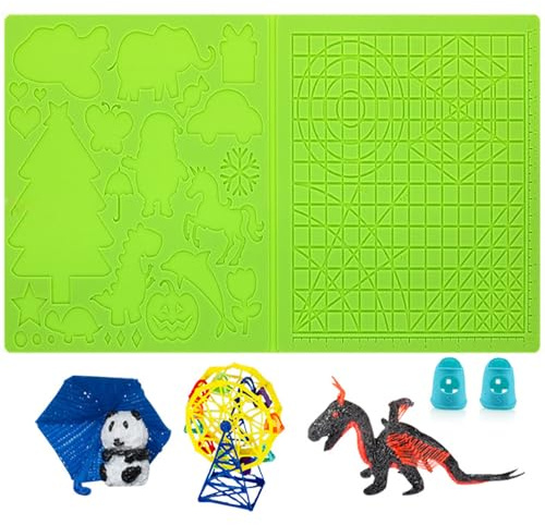 Plantilla de lápiz 3D, lápices 3D de silicona, plantilla de lápiz de impresión 3D, alfombrilla grande (41,5 x 20,5 cm) con patrón de animales, útil para principiantes, niños y artistas de lápices 3D,