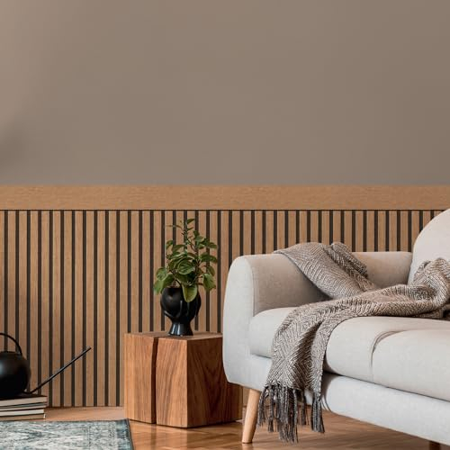 A.S. Création Papier peint Soubassement Tasseau Bois chêne foncé marron noir 397444 – Panneaux acoustiques – Panneau de socle scandinave aspect paysage – 5,00m x 1,06m – Fabriqué en Allemagne