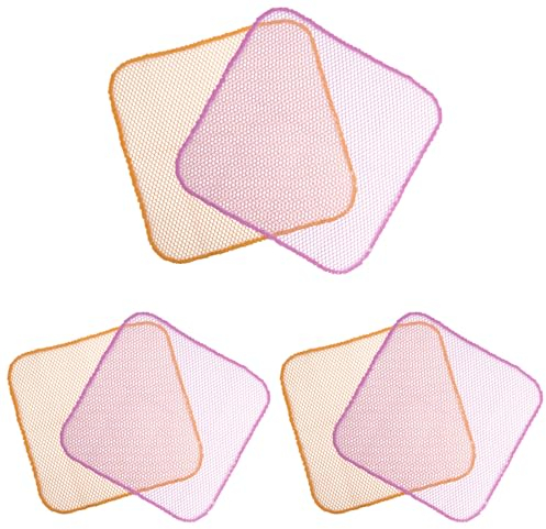 NiceLand 6 Piezas Malla Lavado Paños de Cocina 30 x 30 CM, Estropajo de Red para Platos con Secado Rápido (Amarillo+Rosa)