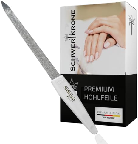 Schwertkrone Lima hueca SCHWERTKRONE Lima de uñas curva Solingen para manicura y pedicura 17,5 cm Fabricada en Alemania