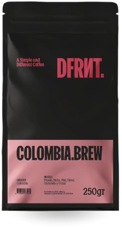 DFRNT. Colombia Brew 250g – Café de Especialidad en Grano (85.5 Puntos SCA) – Specialty Coffee Beans 100% Arábica Colombia – Notas Floral y Frutal Ideal para Filtro – Cold Brew Tueste Reciente España