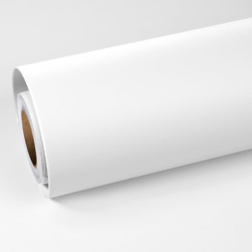 ReWallpaper White Wallpaper Self Adhesive Vinyl Wrap for Furniture White Bathroom Wallpaper Waterproof for Walls Contact Paper for Doors Cabinets Desks Wall Paper Roll Matt 40cm×3m