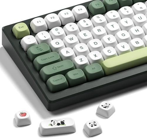 OHY XVX MOA Profile Matcha Panda PBT Dye-Sub Keycaps Set, 143-Key Green & Creamy Keycaps for Mechanical Keyboards (Compatible with 61/64/68/84/87/100/104/108 Cherry MX Switches)