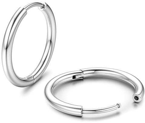 JeweBella G23 Implant Grade Titanium Earrings Helix Hoop Hypoallergenic 18G | Titanium Hoop Earrings for Women Men,Lightweight Small Huggie Hoop,Cartilage Sleeper Earring Piercing for Sensitive Ears