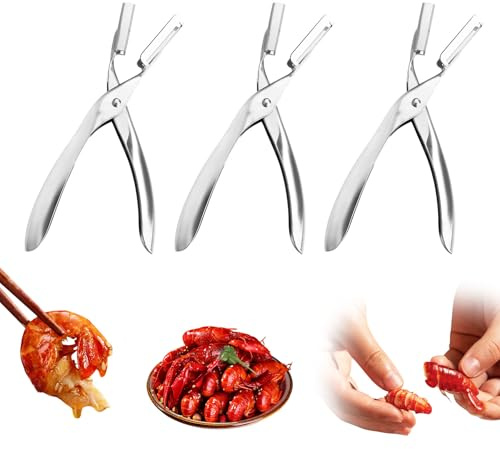 Cxqbsmy 3PCS Crawfish Peeler, Durable Stainless Steel Shrimp Peeler Sheller, Crawfish Shucker, Crayfish Shelling Device Shrimp Tails Peeler Seafood Tool, Suitable for Peeling Cooked Shrimp Tails