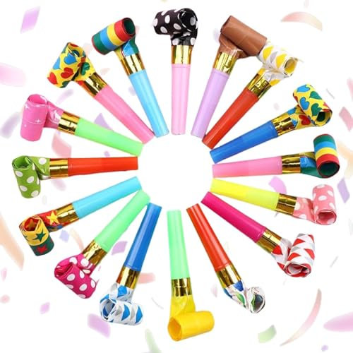 LAJUP 20 Pezzi Trombette Festa Compleanno, Corna Multicolore, Fischi Colorati, Noisemakers, Partito, Compleanno, Celebrazione, Colore Casuale