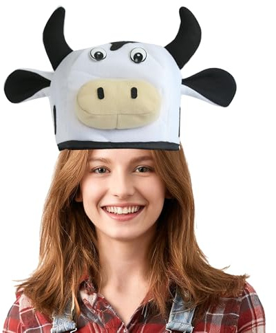 Hooin Cow Head Hat - Novelty Animal Costume for Adults. Perfect for Farm Theme Parties, Costume Events & Dress-Up Parties