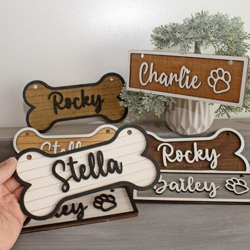 Cartello personalizzato per gabbia, cartello per cucce per cani, targhetta in legno personalizzata, targhe per camere per animali domestici, regalo per gli amanti dei cani (20 x 10 cm)