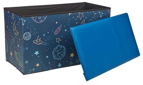 URBNLIVING Coffre de rangement pliable pour enfants avec couvercle rembourré - 60 cm - Banc ottoman pliable pour garçons et filles - Gain de place - Organiseur de jouets pour chambre à coucher et