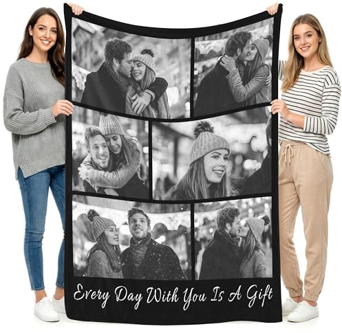 Jachsia Personalised Blanket for Adults Create Your Own Custom Photo & Text Throw Customised with Your Picture Soft Flannel Blankets Personalised Gift for Mum, Dad, Couples