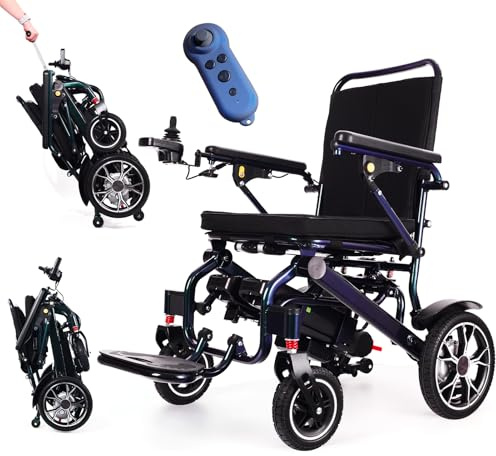 Sillas de ruedas eléctricas ultraligeras para adultos, plegables, con control remoto, autonomía de 40 km, para todo tipo de terreno, ajustables, telescópicas, homologadas para transporte aéreo