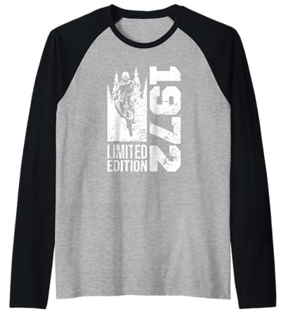 MTB Mountainbike Nacido en 1972 Cumpleaños BTT-Bicicleta Camiseta Manga Raglan