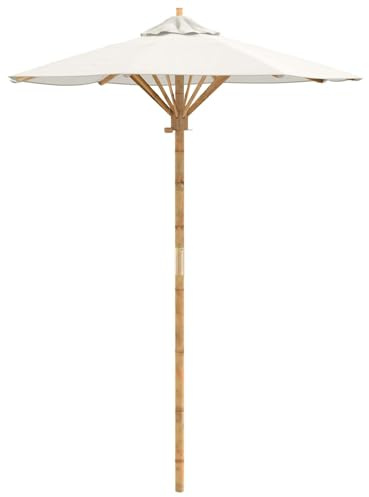 Vopese Garden Parasol Cream White Ø 150 x 210 cm Bamboo For outdoor, terrace, and garden shading purposes ZSSCJ-UK4108079UK