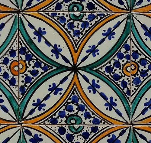 Carreaux en ceramique orientale du Maroc peints á la main 10 x 10 cm Saba HBF8022