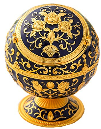 Metal Globe Ashtray Windproof Ashtray with Lids Portable Cigarette Ashtray Hand Stamped Pattern Ball Ashtray for Outdoors Indoors Home Hotel,Nice Gift